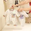 Mono Cálido de Conejo de Lunares para Bebé (Niño y Niña), Sin Costuras, Grosor Medio, Bata Acolchada para Bebé, Ropa para Salir