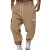 Pantalones deportivos casuales de moda para hombre, de forro polar, para otoño e invierno, de alta resistencia, transfronterizos europeos y americanos, de calle, para exteriores, con múltiples bolsillos, ropa de trabajo