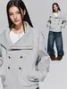 Sudadera con capucha y cárdigan de doble botonadura con cuello alto, marca de diseño de moda, para hombre y mujer, otoño, estilo callejero alto, nicho, estilo corte, chaqueta Napoleón