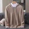 Sudadera con capucha de terciopelo de visón para Otoño e Invierno Moda Masculina Suéter de Punto Holgado Casual Capa Base de Pelo de Conejo Sudadera con Capucha