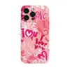 Estilo Dulce Fresco Tono Rosa Graffiti de Corazón Funda para Teléfono Apple 18PM Funda para Teléfono Personalizada iPhone 17 Funda de Película