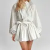 Otoño 2026 Nuevo Ropa Femenina Transfronteriza Europea y Americana Temperamento Elegante Ceñido a la Cintura Atado Estampado Vestido Falda Corta Mujer