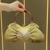 Elegante y exquisita bolsa de mano con lazo adornada con diamantes, versátil y brillante, elegante bolso de noche, bolsas transfronterizas disponibles para venta al por mayor