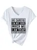 ¡Cuidado, NO soy un sitio independiente de Amazon Ebay de Moda Personalidad Camiseta de Manga Corta con Cuello en V para Mujer Comercio Exterior