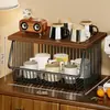 Suporte para xícaras, aparador, suporte de mesa para canecas e xícaras de café, mesa de centro com suporte de vários níveis para xícaras de chá e sachês de chá