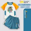 Conjunto de Roupa de Banho Infantil Masculina de Manga Curta Duas Peças Minecraft com Proteção Solar e Secagem Rápida