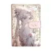Mundo Floral Chica Hermosa Carpeta de Cuero A6 Nuevo Libro de Tarjetas de Anime Manual Cuaderno de Animación de Alto Valor