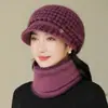 Chapéu de Lã Quente Espesso Novo Outono Inverno Feminino Proteção Frio Orelhas Mães de Meia-Idade e Idosas Chapéu de Tricô Chapéu com Forro de Veludo para Senhoras Idosas