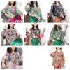 Conjunto de dos piezas de camiseta de algodón y lino estampada y pantalón de pierna ancha 2302