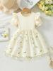 Roupas de verão estilo europeu e americano para comércio exterior transfronteiriço personalizadas, saia de princesa para meninas, vestido infantil de malha floral com manga curta