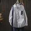 Blusas para Mujer 2026 Otoño Nuevo Estilo Parche Blanco Holgada Casual Chic Única Camisa