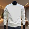 Nova blusa de moletom simples de cor sólida com manga longa, tendência outono e inverno, estilo coreano, para homens, camisa básica casual da moda com gola redonda