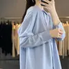 Cardigan de malha POLO com gola de veludo, modelo novo outono e inverno transfronteiriço, camisa feminina listrada clássica versátil de manga longa, camada base