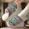 Suministro Exclusivo Transfronterizo de Pantuflas de Algodón con Estampado de Búho Doble para Hombre, Pod Transfronterizo Jit Una Pieza Dropshipping