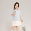 Pudding Haru Roupas Infantis Meninas Laço de Pérola Manga Curta 2025 Verão Novo Infantil Versátil Camiseta Macia e Estilosa
