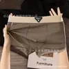 Cueca Masculina Antibacteriana Grau 10A, Fresca e Não Abafada, Roupa Íntima de Seda de Gelo de Nylon, Boxer Ultra-Respirável em Malha