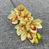 Orquídea Cymbidium de 6 Cabezas Simulada Impresa en 3D Sensación de Película Estéreo Orquídea Cymbidium Grande Flor Artificial Arreglo Floral para Boda Material Floral Cubo de Abrazo