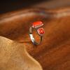Anillo de Joyería Vintage Yuerxin Mongol Plaza Roja Única para Mujer Ovalado Ágata Roja del Sur Única Jade Hetian