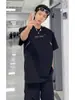Cleanfit Nova Camiseta de Manga Curta Estilo Americano High Street Peso Pesado com Zíper Masculina Gola Pequena Senso de Design Ombro Frontal Manga Meia