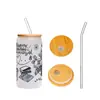 Atacado do Fabricante Copo de Cola Transfronteiriço com Canudo 16oz Copo de Vidro de Borossilicato Alto Tampa de Bambu 20oz Copo de Suco de Camada Única