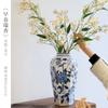 Novo vaso de cerâmica azul e branco porcelana alta qualidade Vasos para flores garrafa hexagonal hidropônica decoração de casa decoração de sala de estar