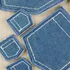 Patch de Tecido Jeans Azul Claro com Bolso Falso para Costurar ou Colar com Ferro Decoração Bordada Acessórios para Sapatos e Chapéus