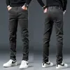 Jeans caqui de alta gama italianos para hombre, nuevos pantalones largos casuales de corte slim para primavera y otoño 2026, pantalones cropped