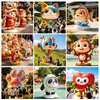 Fábrica de Origen Esculturas de Fibra de Vidrio Estilo Chino Dibujos Animados de Panda, Mono y Peces Koi Figuras para Atracciones Turísticas y Pueblos Antiguos, Hecho a Medida Según Sus Dibujos