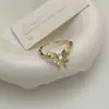Lujo Ligero, Gama Alta, Simple Elegante, Anillo de Mariposa Zirconia Perla, Diseño de Nicho Elegante Femenino, Joyería de Mano de Moda para Mujeres