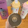 Copo térmico de alta qualidade e esteticamente agradável com tema de sorvete, aço inoxidável 316, design de desenho animado, copo infantil, garrafa de água com canudo, portátil e conveniente, atacado