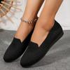 Novo Estilo Transfronteiriço Sapatos Rasteiros Rasos Fly-Knit para Mulheres, Tamanho Grande Tecido Tricotado Respirável Sapatos de Trabalho, Fornecimento Wish
