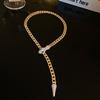 Collar de cadena de serpiente con incrustaciones de diamantes exagerados, estilo europeo y americano, personalizado, estilo hip-hop, elegante y de alta calidad, con clavícula metálica para mujer.