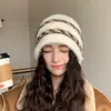 Gorro nuevo de doble capa de mezcla de lana 2026, cálido para invierno, estilo coreano, versátil, look preppy, gorro para pullover para mujer