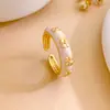 Anillo Ajustable de Trébol de Cuatro Hojas Estilo Europeo y Americano Transfronterizo, Diseño de Nicho de Lujo Ligero, No se Desvanece, Anillo Ajustable