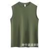 Camiseta sin mangas de algodón puro de 200 g para hombre, chaleco suelto sin mangas, color sólido, verano, fitness, deportes, cuello redondo