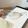 Gafas de sol metálicas europeas y americanas de una sola pieza estilo Chanel para mujer, Selección de influencers de Xiaohongshu, Gafas de sol retro con pedrería, Transfronterizo