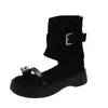Sandalias Slip-On de Suela Gruesa con 8 cm de Altura para Mujer, Nueva Moda de Verano, Punta Abierta con Hebilla, Zapatos Elegantes y Versátiles