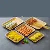 Bandeja desechable de papel kraft para barbacoa, bandeja comercial, caja para hamburguesas y papas fritas, plato de papel para pollo frito y hot dog, personalizable