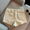 Shorts Brancos Ultra-Curtos de Cintura Alta para Mulheres, Verão Elástico Slim-Fit Versátil Hot Pants, Calças Casuais, Calças Apertadas de Cintura Alta Estilo Americano que Moldam o Quadril