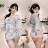 Pinxian Roupa Íntima Sexy Hanfu Bordado Flor de Cerejeira Kimono Laço Japonês Tentação Uniforme Perspectiva Camisola