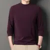 Camiseta de Manga Larga Estilo Nuevo 2024 para Hombres de Mediana Edad, Color Sólido, Tacto de Alta Gama, Sudadera de Cuello Alto Medio de Terciopelo Alemán para Hombres, Camiseta de Otoño para Hombre