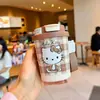 Copo térmico Hello Kitty para meninas, alto valor estético, copo de água com canudo de uso duplo, 26 novos modelos, copo de café, presente portátil
