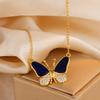 Moda Nuevo Colgante Dorado con Goteo de Aceite Temperatura Variable Magnético Mariposa Collar para Mujer Simple Tendencia Circonita Exquisita Cadena para Clavícula