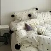 Ins Bolita de Pelo de Lunares Color Contrastante Leche Terciopelo Juego de Cuatro Piezas Otoño e Invierno Nuevo Doble Cara Engrosado Coral Terciopelo Estudiante Juego de Tres Piezas