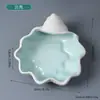 Plato de jabón de cerámica con forma de concha, estilo creativo de lujo ligero, para baño del hogar, soporte para jabón, plato de almacenamiento de joyas, bandeja pequeña
