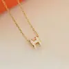 [Sin decoloración, sin alergia] collar con colgante de letra H de lujo ligero para mujer estilo francés diseño alto cadena para la clavícula