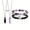 Explosiones Transfronterizas Nueva Pulsera de Amatista de Piedra Natural Turquesa Blanca Amor Hebilla Magnética Regalo para Pareja Collar de Columna Hexagonal Traje