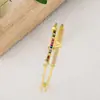 Pulsera de doble capa con incrustaciones de circonita de cobre, letra V abierta, joyería de moda transfronteriza, nueva, chapado en oro real, venta al por mayor