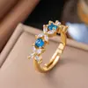 Anillo de Zirconia Micropavimentada Nuevo Transfronterizo Celebridad de Internet para Mujer, Anillo de Dedo Índice de Lujo Ligero de Moda de Gama Alta para Mujer con Apertura Ajustable