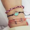 Pulseira de Explosões Transfronteiriças Europeia e Americana Corda de Algodão Trançada Personalizada Retro com Contas Conjunto de 3 Peças Onda de Gotejamento de Óleo de 3 Cores